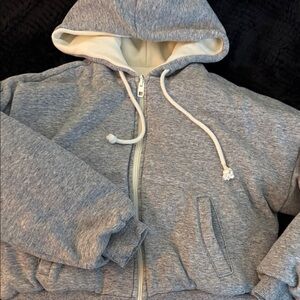 Madewell / JCREW PRIMALOFT DO WELL GRAY & CREAM Zip Hoodie
